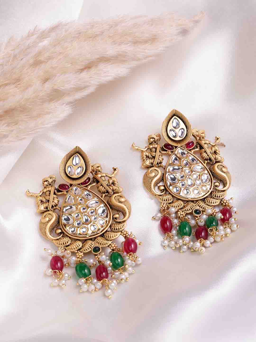 22CT Gold Plated Cubic Zirconia Studded Drop Earrings