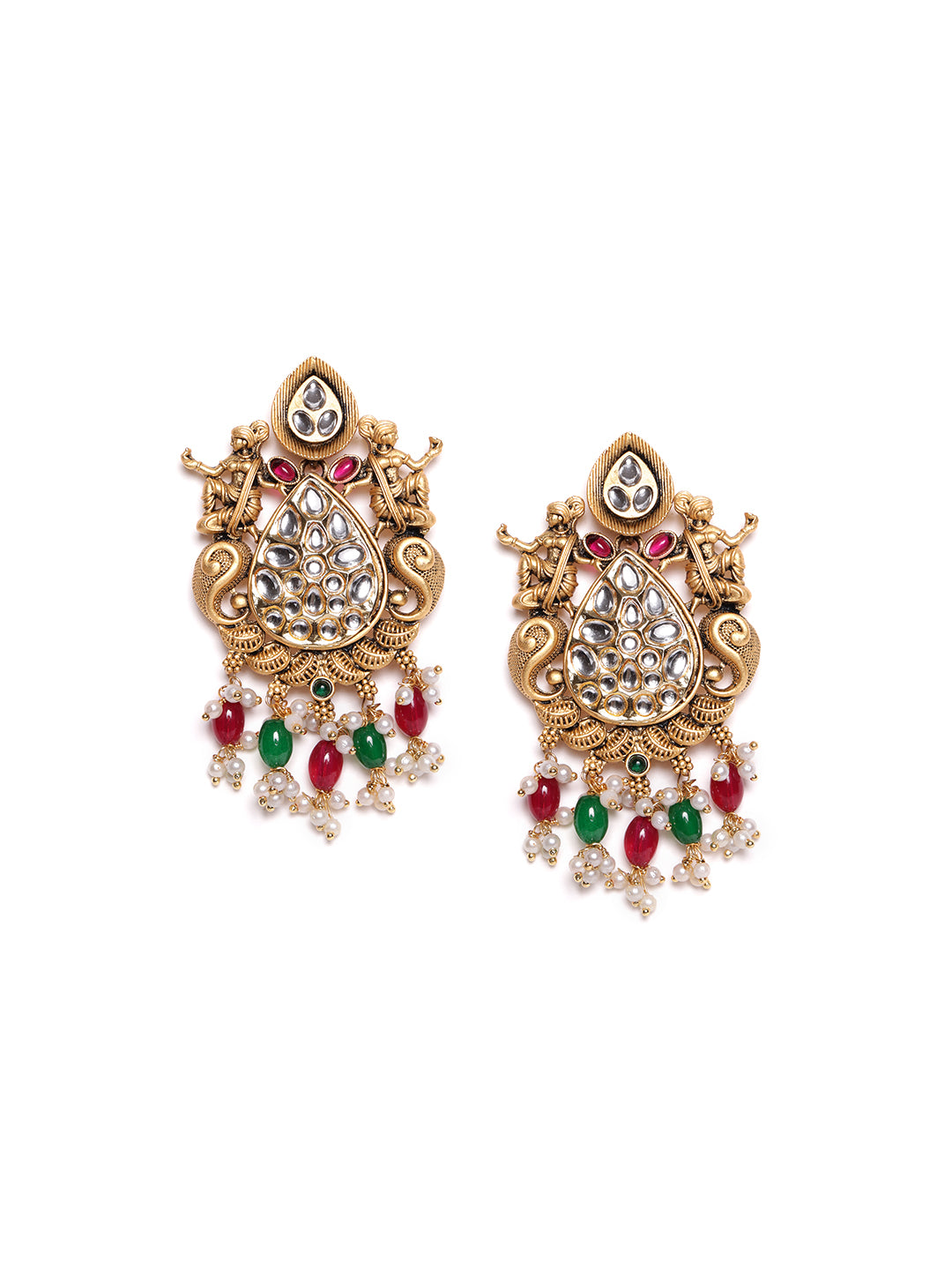 22CT Gold Plated Cubic Zirconia Studded Drop Earrings