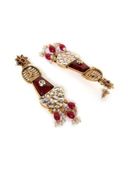 Gold Plated Cubic Zirconia Studded Contemporary Drop Earrings