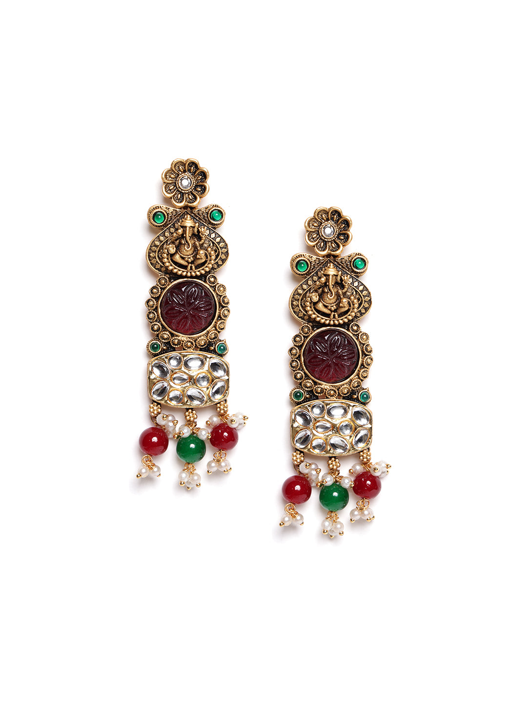 Gold Plated Cubic Zirconia Studded Drop Earrings