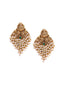 Gold-Plated Cubic Zirconia Studded Peacock Shaped Drop Earrings