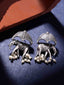 Silver Plated Elephant Shaped Oxidized Elephant Shaped Drop Earrings