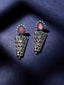 Silver Plated Cubic Zirconia Studded Oxidized Drop Earrings