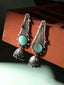 Silver Plated Cubic Zirconia Studded Oxidized Jhumka Earrings