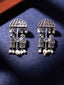Silver Plated Artificial Beads Oxidized Contemporary Drop Earrings