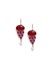 Silver Plated Cubic Zirconia Studded Drop Earrings