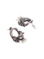 Silver Plated Artificial Beads Oxidized Bird Shaped Drop Earrings