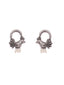 Silver Plated Artificial Beads Oxidized Bird Shaped Drop Earrings