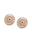 Set Of 3 Gold-Plated Circular Stone Studded & Beaded Studs