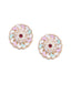 Set Of 3 Gold-Plated Circular Stone Studded & Beaded Studs