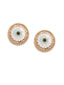 Set Of 3 Gold-Plated Circular Stone Studded & Beaded Studs