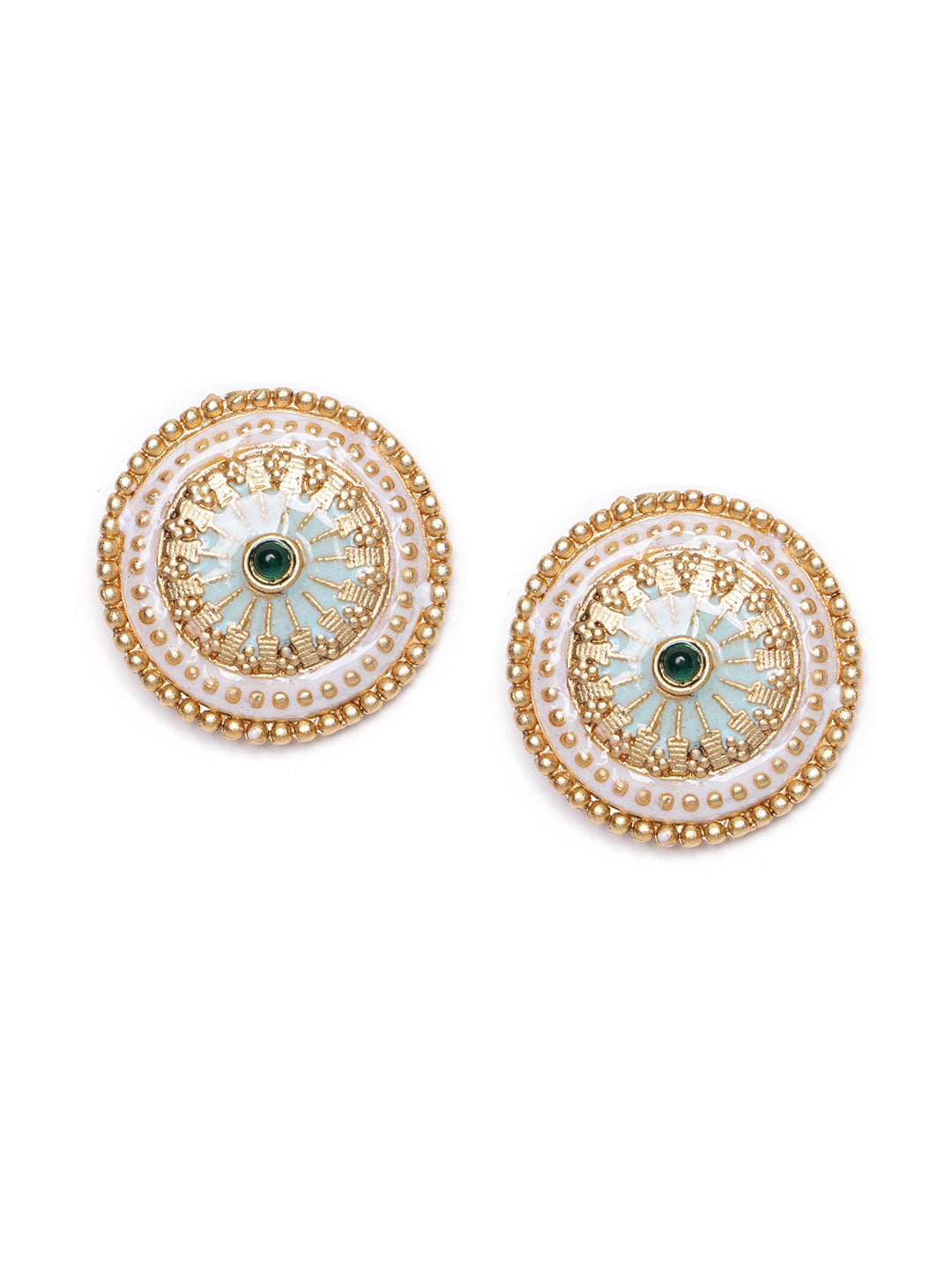 Set Of 3 Gold Plated Circular Studs