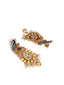 Gold-Plated Peacock Shaped Stone Studded & Beaded Drop Earrings