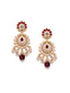 Gold-Plated Contemporary Stone Studded & Beaded Drop Earrings