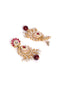 Gold-Plated Contemporary Stone Studded & Beaded Drop Earrings