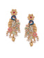 Gold Plated Cubic Zirconia Peacock Shaped Drop Earrings