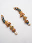 Gold-Plated Artificial Stones Studded And Beaded Peacock Shaped Drop Earrings