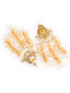 Gold-Plated Artificial Stones Studded & Beaded Contemporary Shaped Drop Earrings