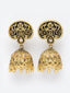 Peach-Coloured Gold-Plated Stone-Studded Jhumkas