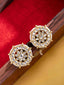 Gold-Plated Artificial Stones Studded And Beaded Circular Shaped Studs