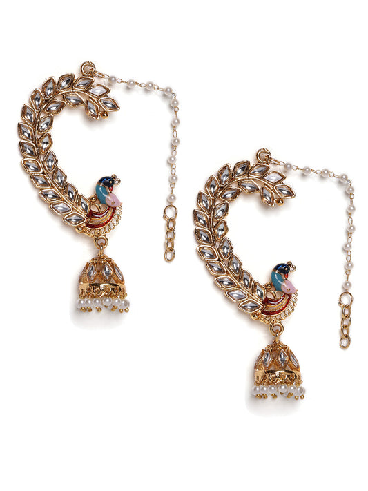 Gold Plated Kundan Contemporary Jhumkas Earrings