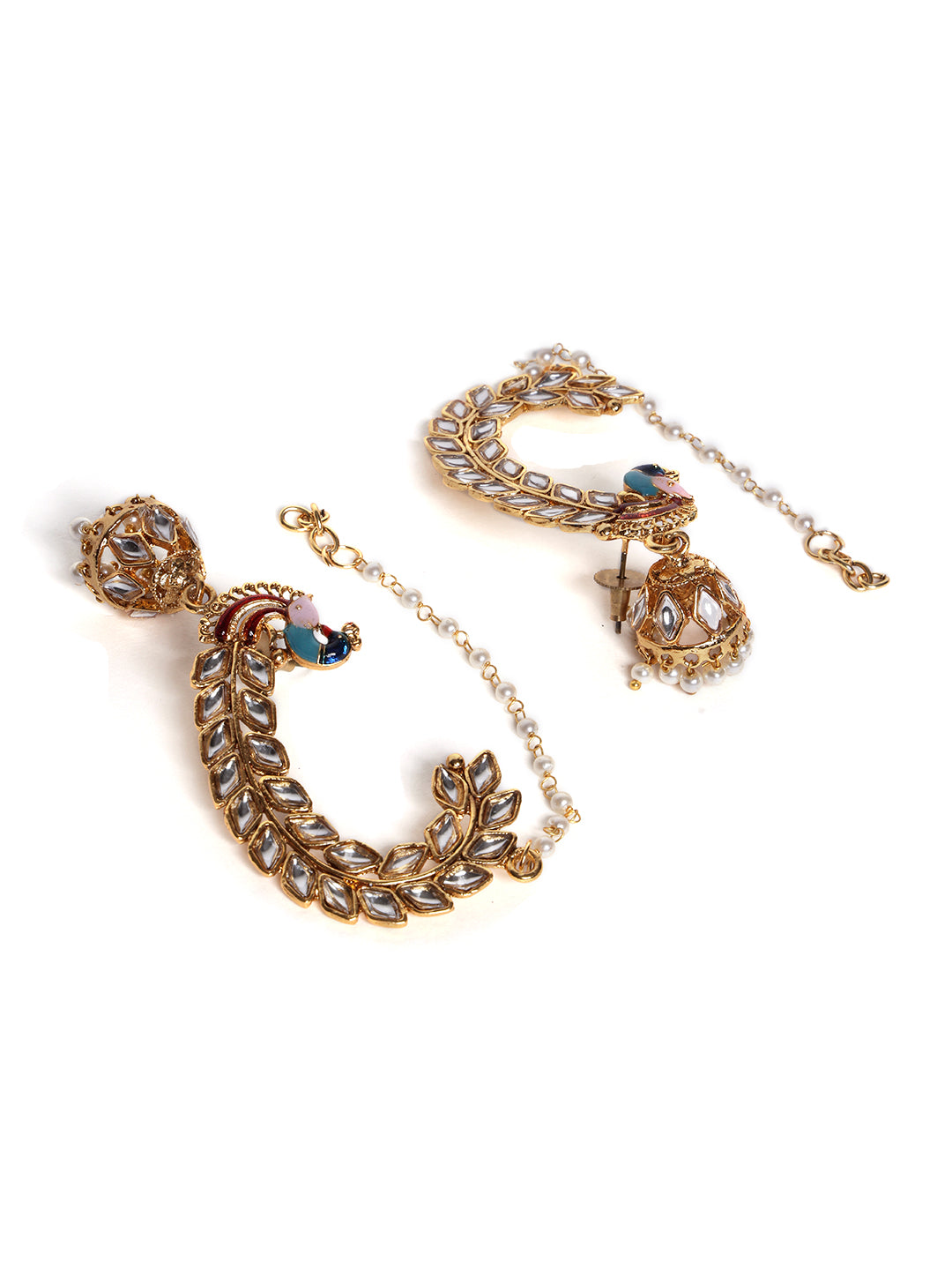 Gold Plated Kundan Contemporary Jhumkas Earrings