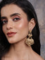 Gold Plated Kundan Contemporary Drop Earrings