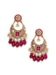 Gold-Plated Contemporary Stone Studded & Beaded Drop Earrings