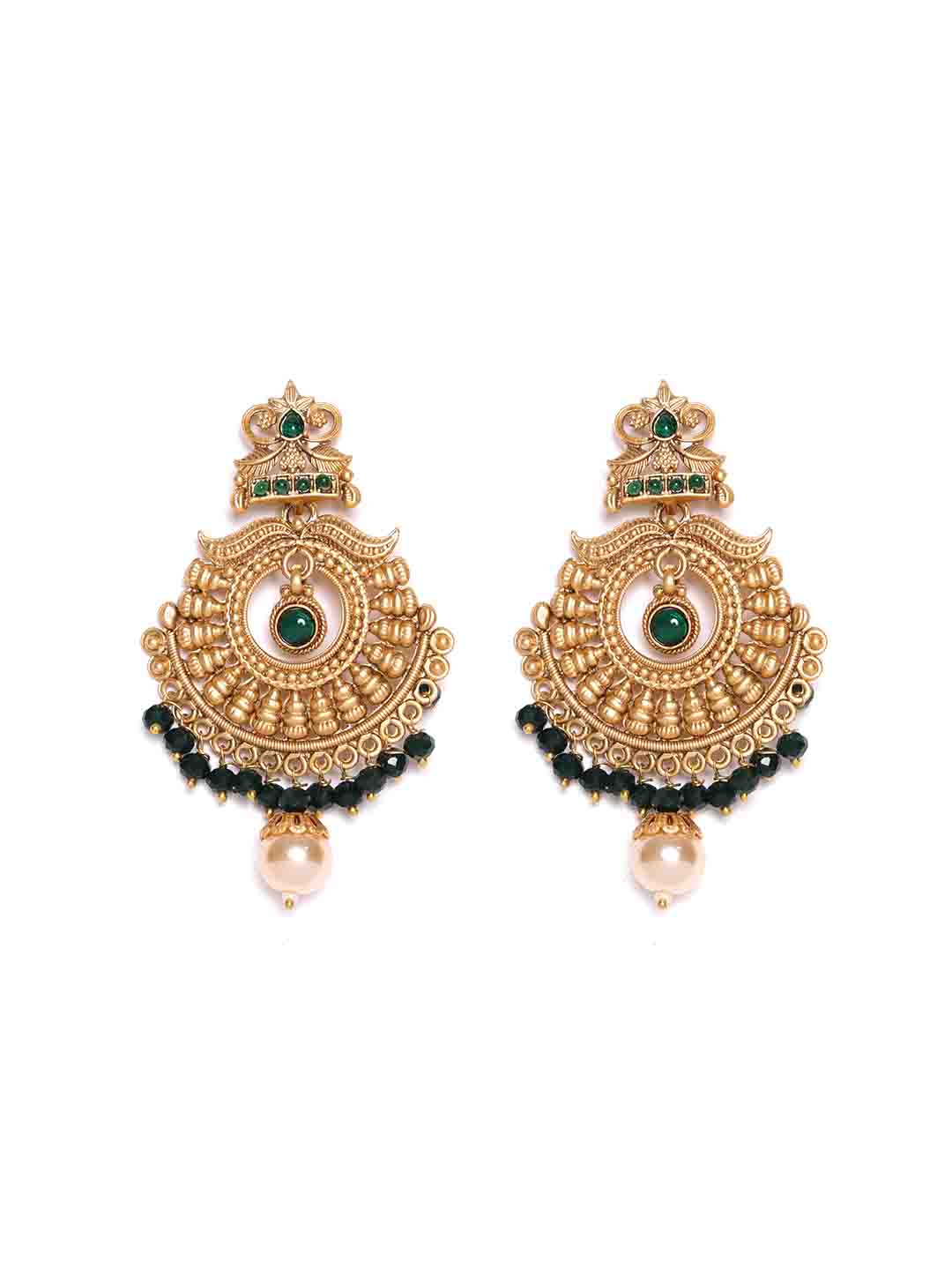 Gold Plated Beaded Contemporary Drop Earrings