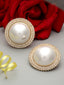 Gold-Plated Pearl & CZ Stone Srudded Circular Studs