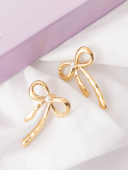 Gold-Plated Bow Shaped Drop Earrings