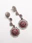 Silver-Plated Stones Studded Contemporary Shaped Oxidized Drop Earrings