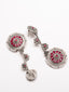 Silver-Plated Stones Studded Contemporary Shaped Oxidized Drop Earrings
