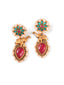 Gold-Plated Stones Studded And Beaded Contemporary Shaped Drop Earrings