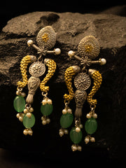 Silver-Plate Artificial Beaded Contemporary Drop Earrings