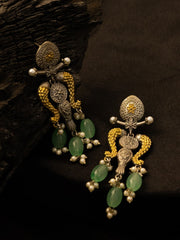 Silver-Plate Artificial Beaded Contemporary Drop Earrings