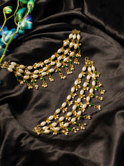 Gold-Plated Pearls Beaded Contemporary Ear Chain