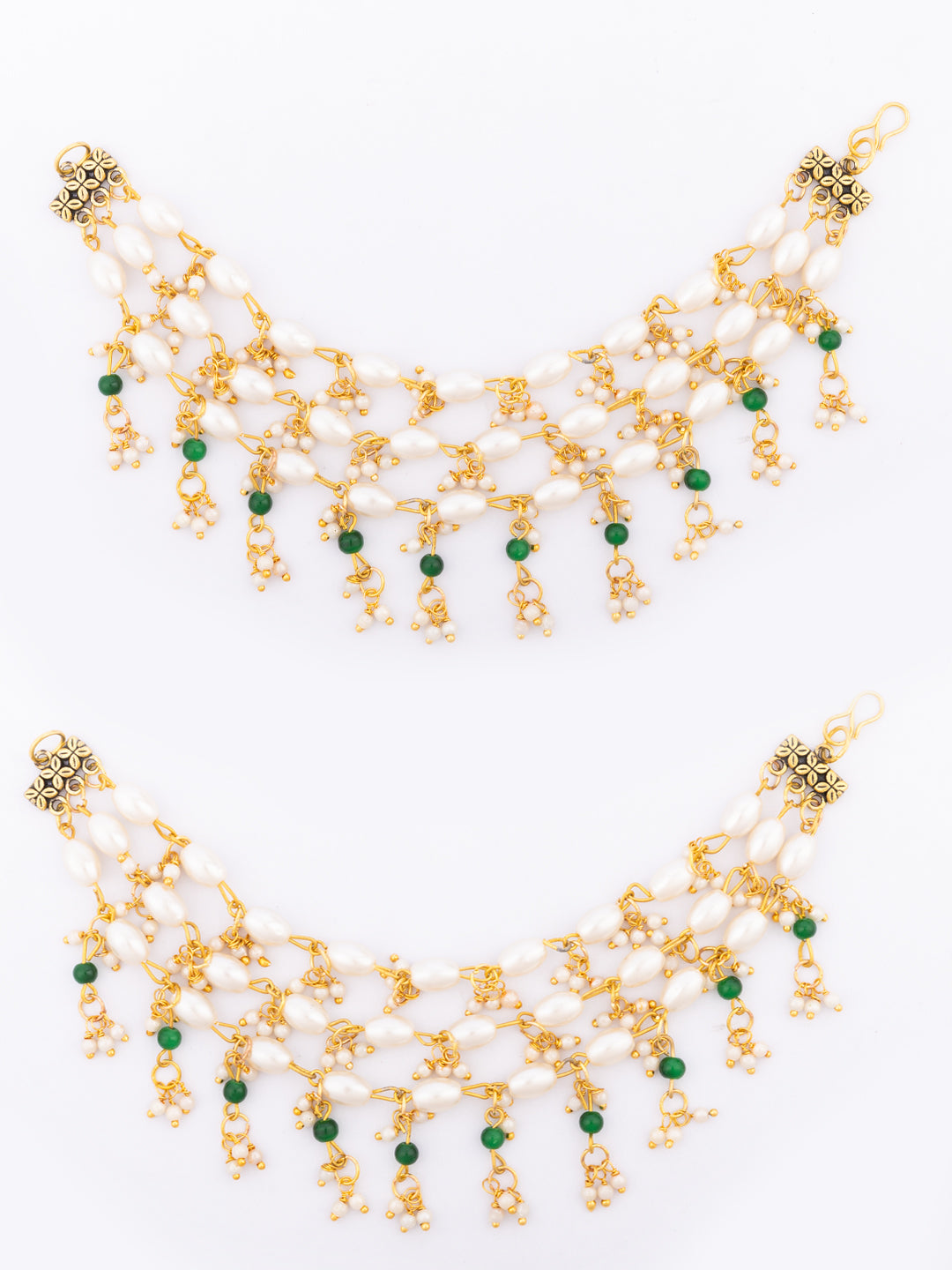 Gold-Plated Pearls Beaded Contemporary Ear Chain