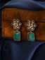 Silver-Plated American Diamond Studded Floral Shaped Drop Earrings
