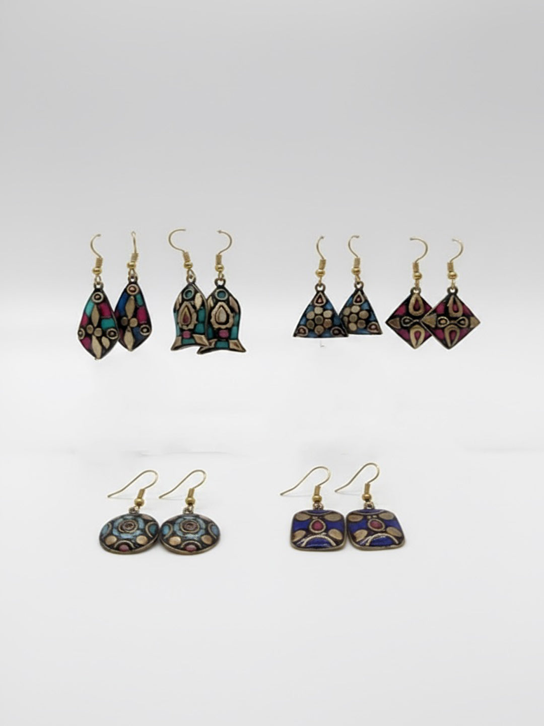 Set Of 6 Geometric Shaped Drop Earrings