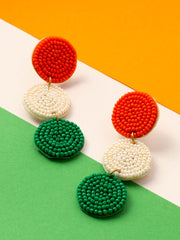 Artificial Beaded Tricolor Circular Drop Earrings