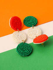 Artificial Beaded Tricolor Circular Drop Earrings