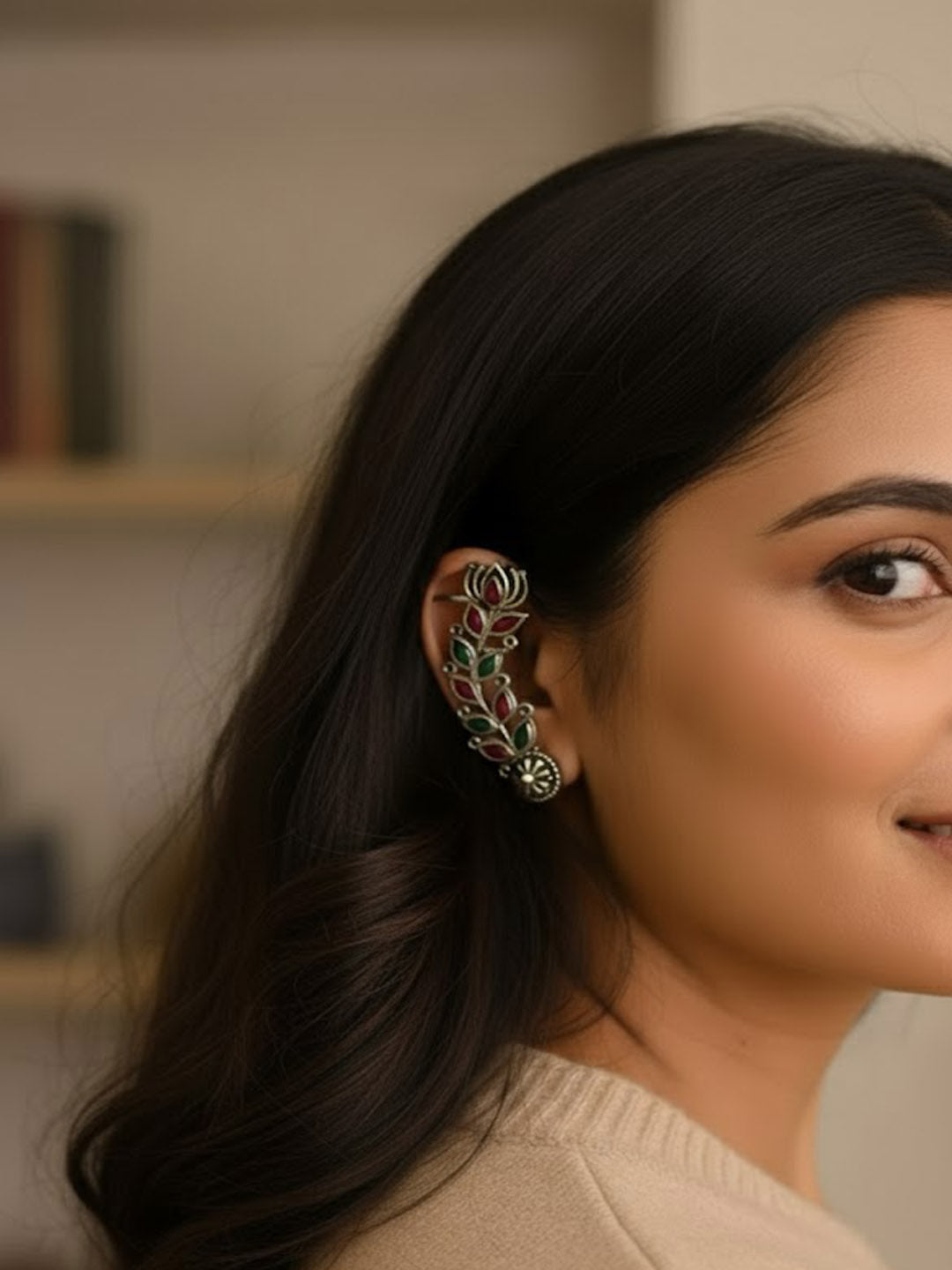 Leaf Shaped Ear Cuff Earrings