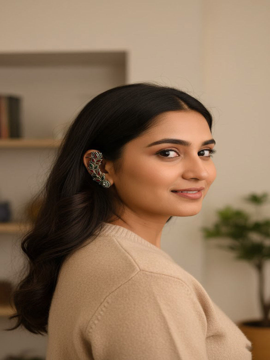 Leaf Shaped Ear Cuff Earrings