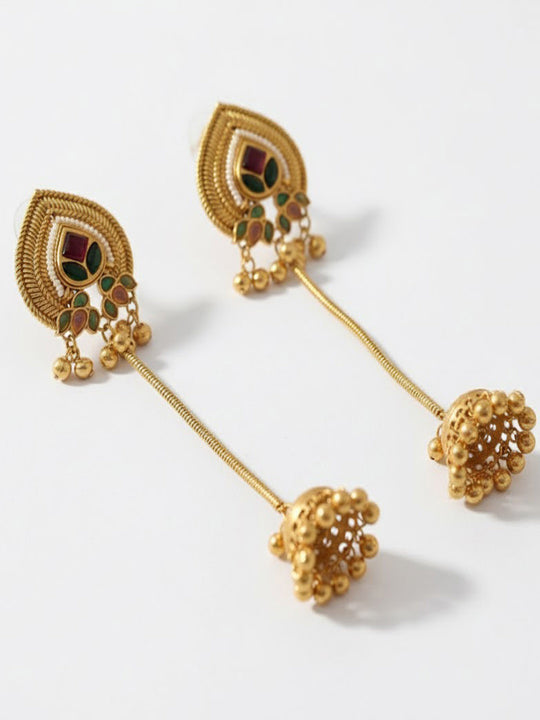 Leaf Shaped Jhumkas Earrings
