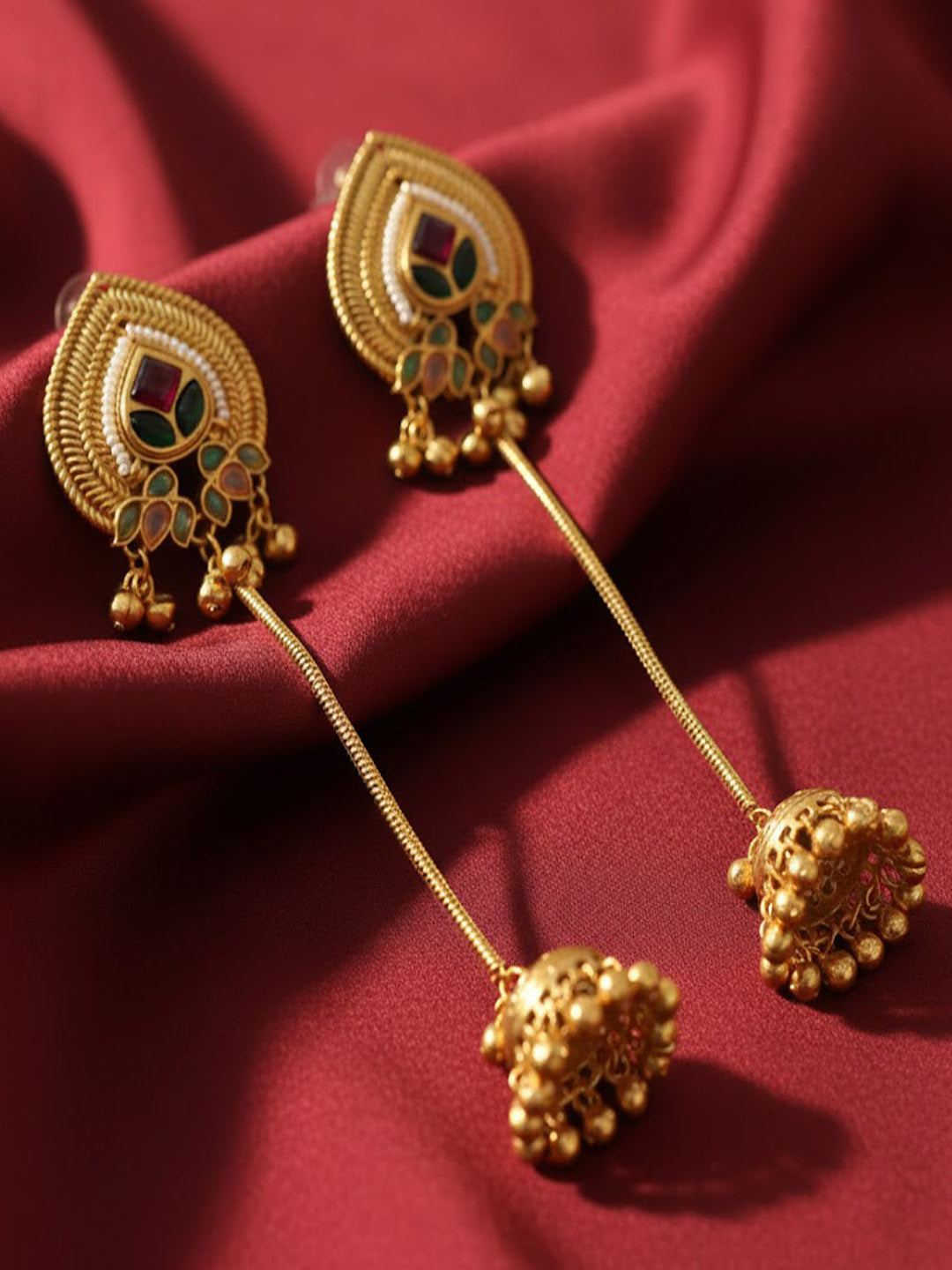 Leaf Shaped Jhumkas Earrings