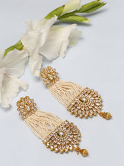 PANASH OffWhite GoldPlated Handcrafted Drop Earrings