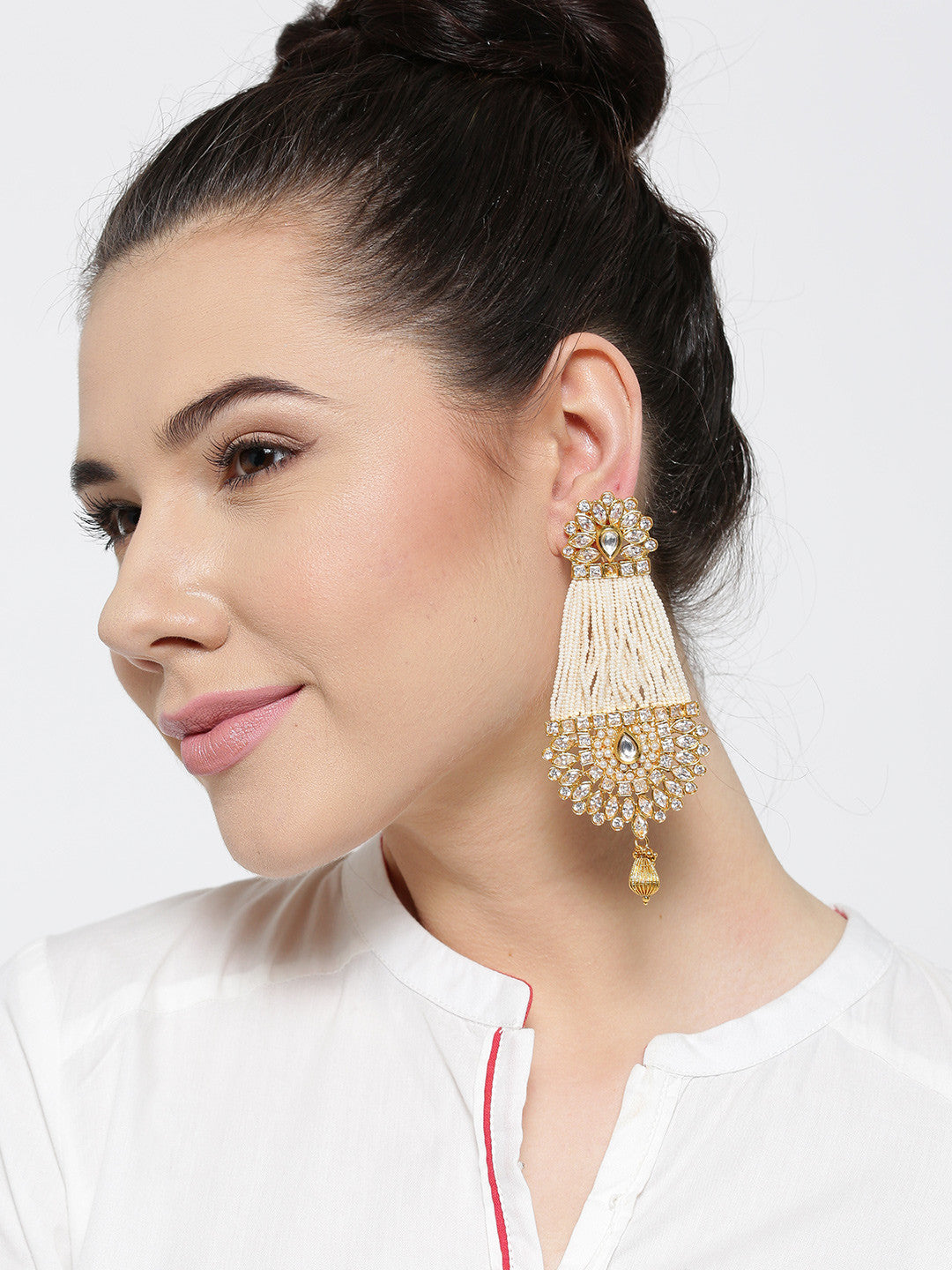 PANASH OffWhite GoldPlated Handcrafted Drop Earrings