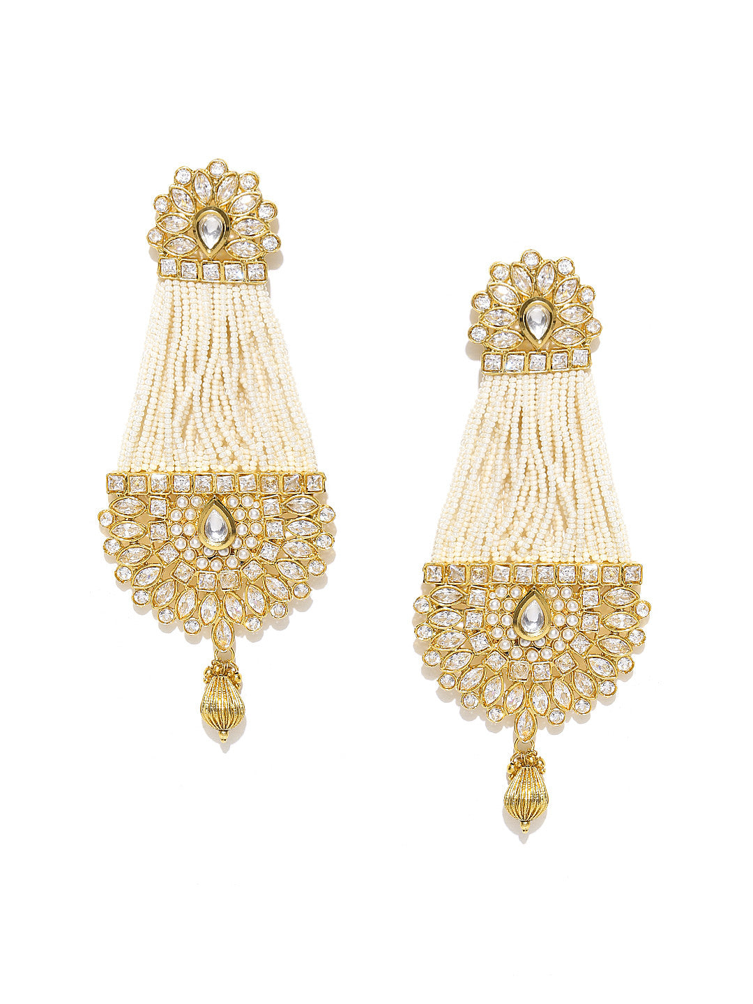 PANASH OffWhite GoldPlated Handcrafted Drop Earrings