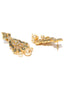 Off-White Gold-Plated Leaf-Shaped Stone-Studded Drop Earrings